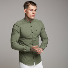 Load image into Gallery viewer, Father Sons Super Slim Stretch Classic Khaki Grandad Collar - FS296
