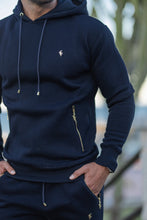 Load image into Gallery viewer, Father Sons Navy & Gold Overhead Hoodie Top with Zipped Pockets - FSH475