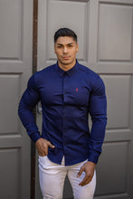 Load image into Gallery viewer, Father Sons Super Slim Stretch Navy Denim Long Sleeve (Red Emblem) - FS207