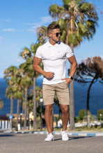 Load image into Gallery viewer, Father Sons Classic White Ribbed Polo Shirt with Gold Metal Emblem Decal & Buttons - FSH496 (PRE ORDER > 17TH AUGUST)
