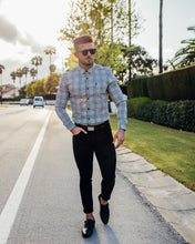 Load image into Gallery viewer, Father Sons Super Slim Stretch Prince Of Wales White and Black Check Long Sleeve - FS517