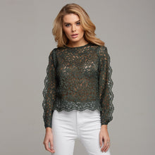 Load image into Gallery viewer, ISABELLA GREEN LACE WITH SPLIT SLEEVE DETAIL - CT039
