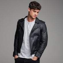 Load image into Gallery viewer, Father Sons Black Leather Jacket - FSH104
