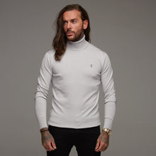 Load image into Gallery viewer, Father Sons Classic Ice Grey Roll Neck Knitted Jumper (Grey Emblem) - FSH083
