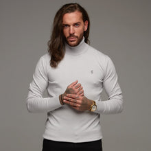 Load image into Gallery viewer, Father Sons Classic Ice Grey Roll Neck Knitted Jumper (Grey Emblem) - FSH083
