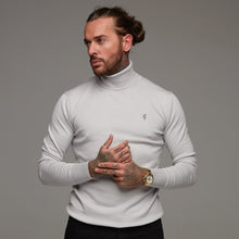 Load image into Gallery viewer, Father Sons Classic Ice Grey Roll Neck Knitted Jumper (Grey Emblem) - FSH083
