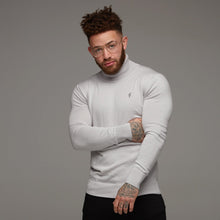 Load image into Gallery viewer, Father Sons Classic Ice Grey Roll Neck Knitted Jumper (Grey Emblem) - FSH083
