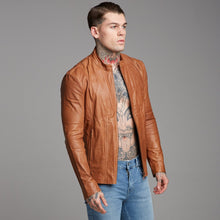 Load image into Gallery viewer, Father Sons Tan Lambs Leather Jacket - FSH205
