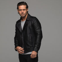 Load image into Gallery viewer, Father Sons Black Leather Jacket - FSH104
