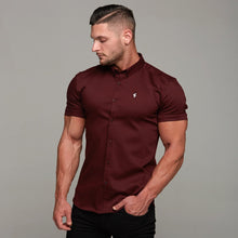 Load image into Gallery viewer, Father Sons Super Slim Stretch Burgundy Denim Short Sleeve - FS204
