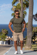 Load image into Gallery viewer, Father Sons Slim Fit Beige Sateen Shorts - FSH465
