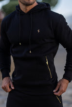 Load image into Gallery viewer, Father Sons Black &amp; Gold Overhead Hoodie Top with Zipped Pockets - FSH472
