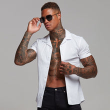 Load image into Gallery viewer, Father Sons Super Slim Stretch Revere Classic White Short Sleeve - FS403
