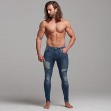 Load image into Gallery viewer, Father Sons Zipped Ankle Distressed Ripped Slim Stretch Blue Jeans - FSH180 / FSH213
