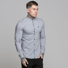 Load image into Gallery viewer, Father Sons Super Slim Stretch Classic Silver Grey Grandad Collar - FS289
