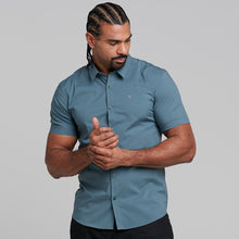 Load image into Gallery viewer, Father Sons Super Slim Stretch Classic Teal Short Sleeve - FS237
