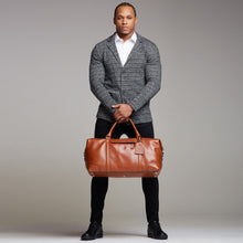 Load image into Gallery viewer, Father Sons Tan Leather Holdall Weekender Bag - FSH202
