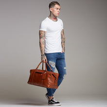 Load image into Gallery viewer, Father Sons Tan Leather Holdall Weekender Bag - FSH202
