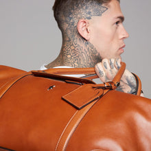 Load image into Gallery viewer, Father Sons Tan Leather Holdall Weekender Bag - FSH202
